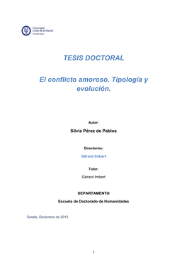 El Conflicto Amoroso. Tipología Y Evolución