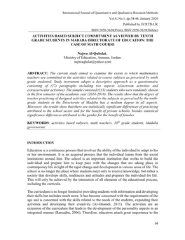 International Journal of Quantitative and Qualitative Research Methods