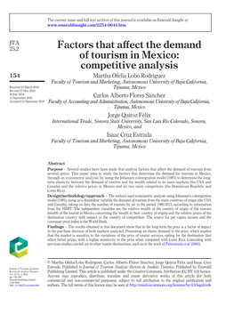 Factors That Affect the Demand of Tourism in Mexico