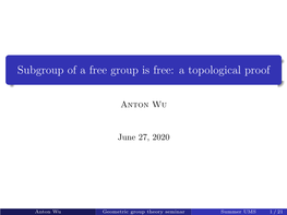 Subgroup of a Free Group Is Free: a Topological Proof