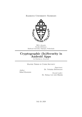 Cryptographic (In)Security in Android Apps an Empirical Analysis