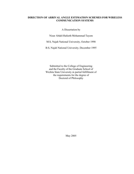 Direction of Arrival Angle Estimation Schemes for Wireless Communication Systems