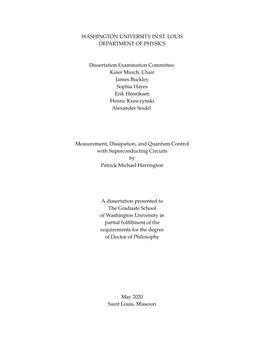 Measurement, Dissipation, and Quantum Control with Superconducting Circuits by Patrick Michael Harrington