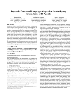 Dynamic Emotional Language Adaptation in Multiparty Interactions with Agents