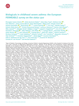 Biologicals in Childhood Severe Asthma: the European PERMEABLE Survey on the Status Quo