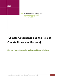 Climate Governance and the Role of Climate Finance in Morocco]