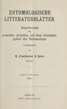 Entomologische Litteraturblätter