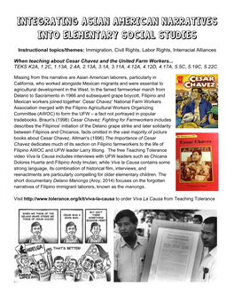 Integrating Asian American Narratives Into Elementary Social Studies