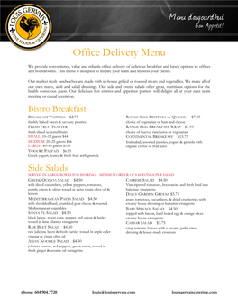 Office Delivery Menu