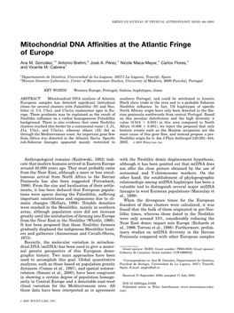 Mitochondrial DNA Affinities at the Atlantic Fringe of Europe