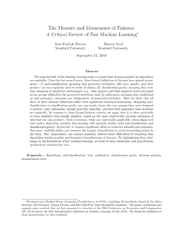 A Critical Review of Fair Machine Learning∗