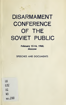 Disarmament Conference of the Soviet Public, February 15-16, 1960