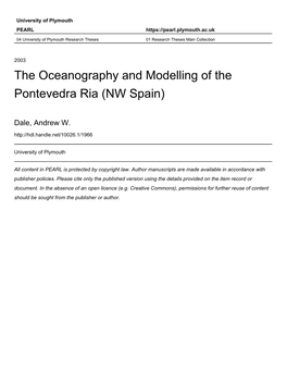 The Oceanography and Modelling of the Pontevedra Ria (NW Spain)