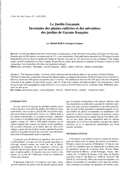 Inventaire Des Plantes Cultivées Et Des Adventices Des Jardins De Guyane Française