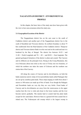 Nagapatinam District : Environmental Profile