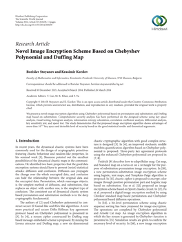 Novel Image Encryption Scheme Based on Chebyshev Polynomial and Duffing Map