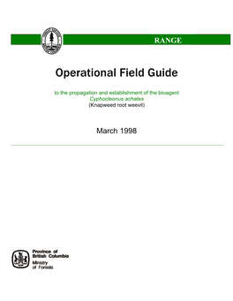 Cyphocleonus Achates (Knapweed Root Weevil) – Operational Field Guide