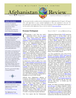 Afghanistan Review Week 32 09 August 2011 Comprehensive Information on Complex Crises