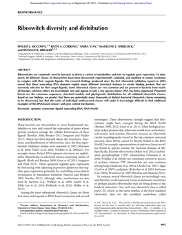 Riboswitch Diversity and Distribution