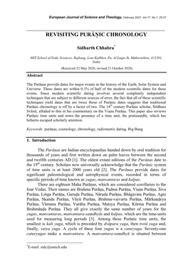 Revisiting Purāṇic Chronology