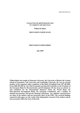 Lessons from the Global Financial Crisis for Regulators and Supervisors