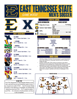 ETSU Game Notes