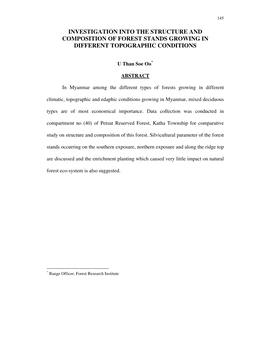 Investigation Into the Structure and Composition of Forest Stands Growing in Different Topographic Conditions