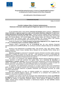 Programul Operaţional Sectorial „Creşterea Competitivităţii Economice” -Co-Finanţat Prin Fondul European De Dezvoltare Regională