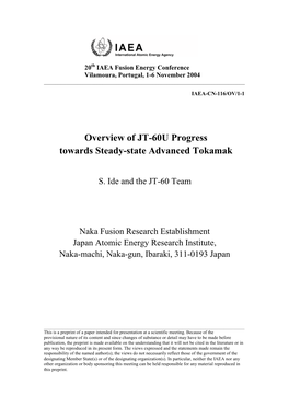 Overview of JT-60U Progress Towards Steady-State Advanced Tokamak