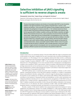 Selective Inhibition of JAK3 Signaling Is Sufficient to Reverse Alopecia Areata