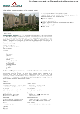 Hiranadani Gardens Lake Castle - Powai, Mum… 3BHK Residential Apartments in Powai, Mumbai