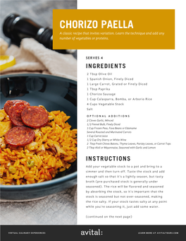 CHORIZO PAELLA a Classic Recipe That Invites Variation