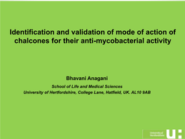 Identification and Validation of Mode of Action of Chalcones for Their Anti-Mycobacterial Activity