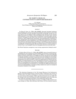 96: Rogers 285 DR. HARRY R. GROSS, JR.: CONTRIBUTIONS TO