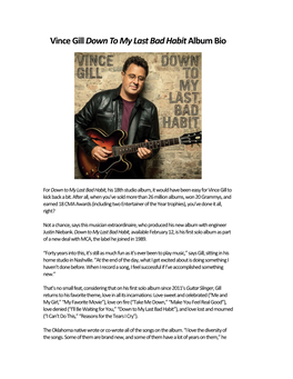 Vince Gill Down to My Last Bad Habitalbum