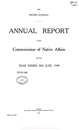 Annual Report of the Commissioner of Native Affairs for the Year Ended 30Th June 1949