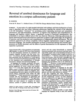 Reversal of Cerebraldominance Forlanguage