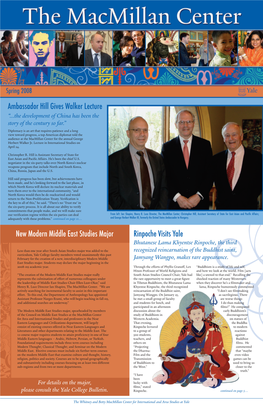 New Modern Middle East Studies Major Ambassador Hill Gives Walker Lecture Rinpoche Visits Yale