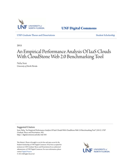 An Empirical Performance Analysis of Iaas Clouds with Cloudstone Web 2.0 Benchmarking Tool Neha Soni University of North Florida