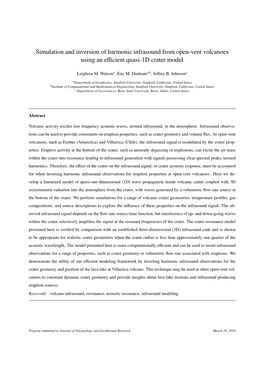 Simulation and Inversion of Harmonic Infrasound from Open-Vent Volcanoes Using an Eﬃcient Quasi-1D Crater Model