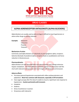 Alpha-Adrenoceptor Antagonists (Alpha-Blockers)