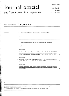 Journal Officiel L 330 32E Annee Des Communautés Européennes 15 Novembre 1989