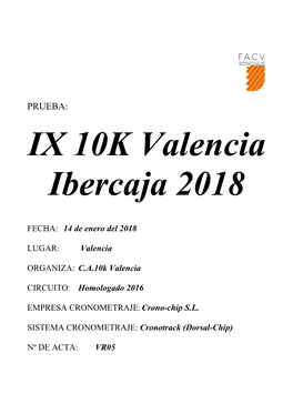 IX 10K Valencia Ibercaja 2018