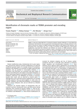 Identification of Chromatin Marks at TERRA Promoter and Encoding