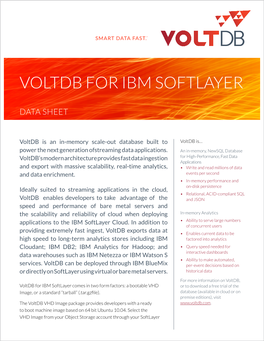 Voltdb for Ibm Softlayer