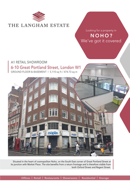 6-10 Great Portland Street, London W1 GROUND FLOOR & BASEMENT | 5,110 Sq Ft / 474.73 Sq M