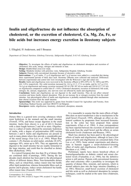 Inulin and Oligofructose Do Not Influence the Absorption Of