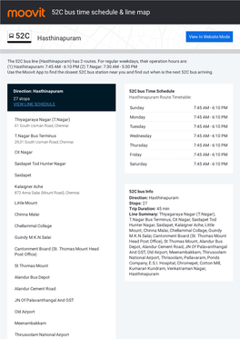 52C Bus Time Schedule & Line Route