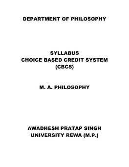 Department of Philosophy Syllabus Choice Based