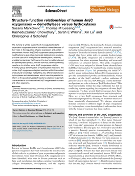 Structure–Function Relationships of Human Jmjc Oxygenases